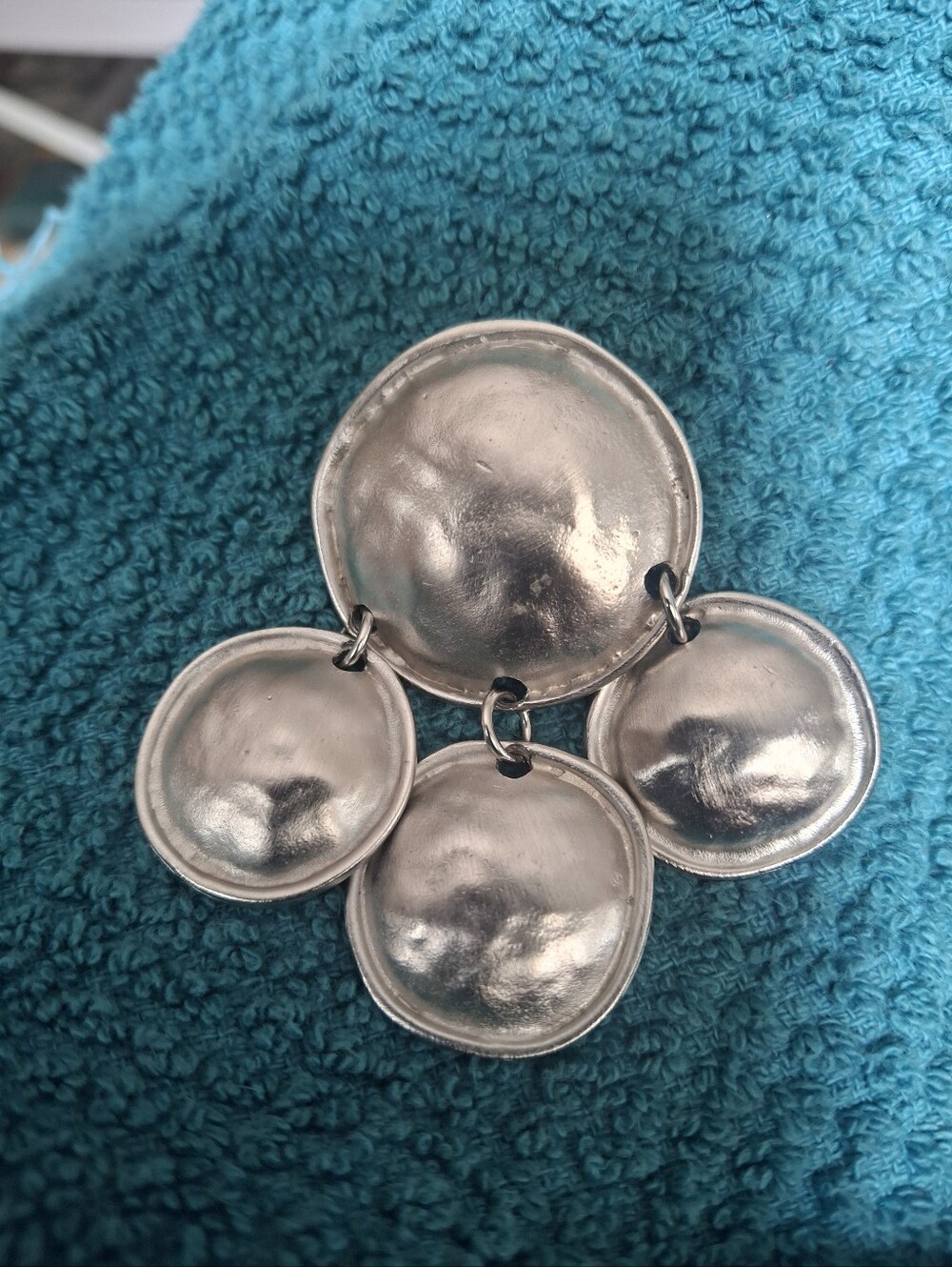 Silver Tone Four-Disc Brooch
